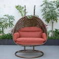 thumbnail image 6 of LeisureMod Mendoza Dark Brown Wicker Hanging 2 Person Egg Swing Chair with Stand & Cherry Cushions, 6 of 9