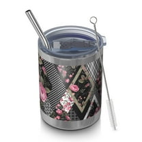 12oz Tumblers Pioneer Flower Vacuum Insulated Stainless Steel Travel Tumbler Cups Mug with Lid and Straw for Beer,Coffee,Beverages with Cleaning Brush for Cold & Hot Drinks