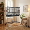 thumbnail image 1 of QinaQin Cage de Vol pour Oiseaux avec Support Roulant, Grande Cage d'Élevage Divisée, Noir, 1 of 7