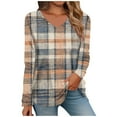 thumbnail image 2 of Tittly T Shirts for Women Graphic Tees Women's Long Sleeved V Neck Floral And Plant Printed Casual Fashion T Shirt Top Tshirts Shirts Spring Tops for Women Khaki L, 2 of 5