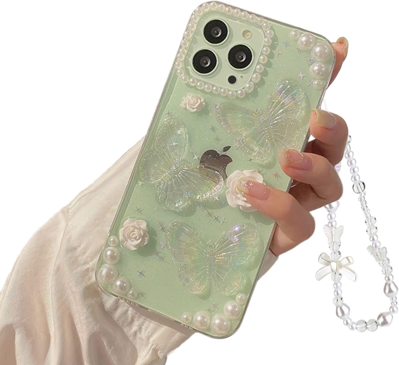 Compatible with iPhone 7/8/SE 3D Butterfly Floral Clear with 