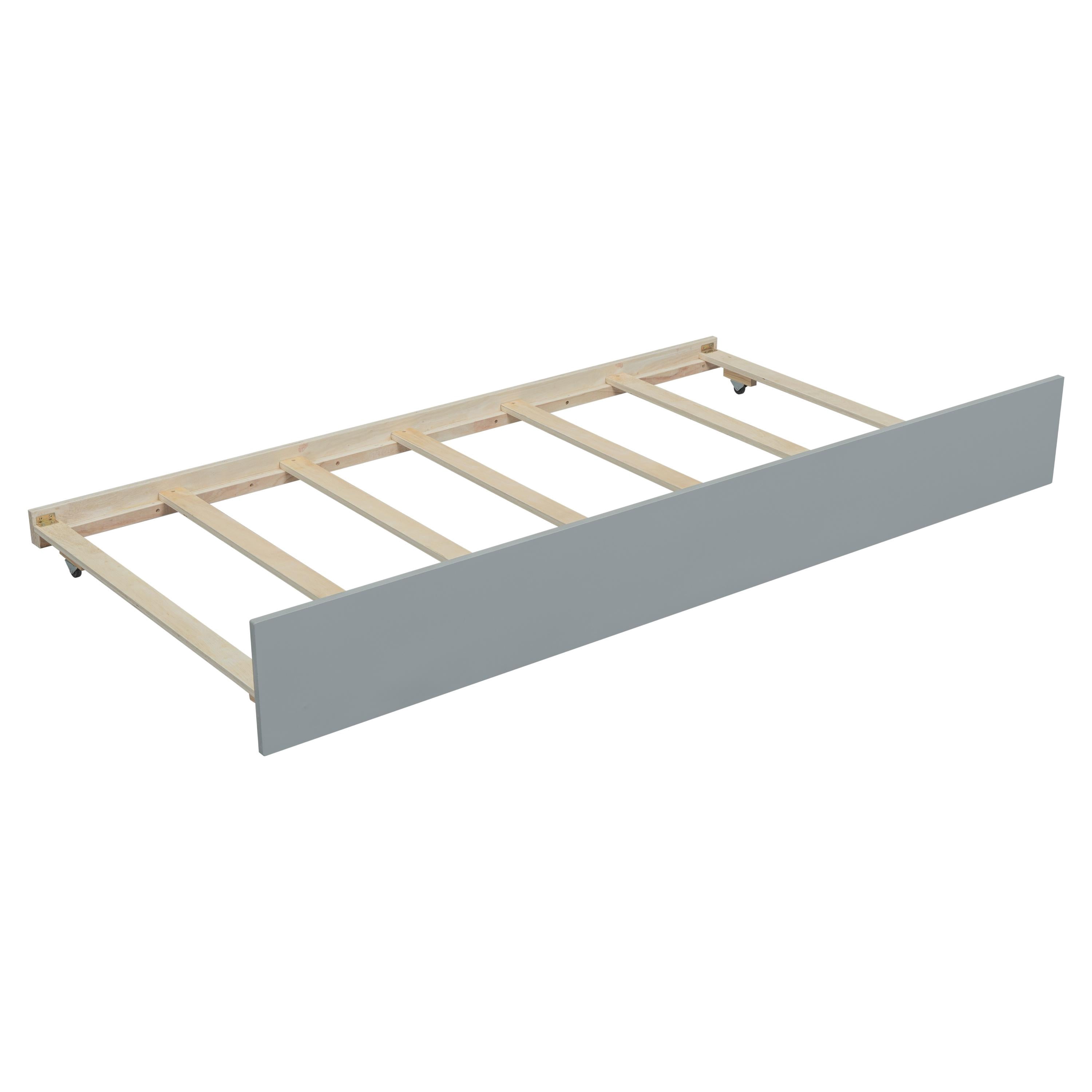 Bellemave House Bed with Trundle, Solid Wood Twin Size Playhouse Platform Bed with Roof, House Shaped Daybed for Teens (Gray)