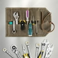 thumbnail image 3 of HNYG Tool Roll, 10 Pockets Tool Roll Up Pouch, Heavy Duty Waxed Canvas Tool Roll Bag, Chisel Wrench Spanner Tool Roll Organizer with Leather Rope, Green, 3 of 7