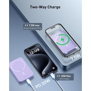 Baseus Magnetic 5000mAh Power Bank, Wireless Portable Charger for iPhone 17/16/15/14, Fast Charging Battery Pack, Purple