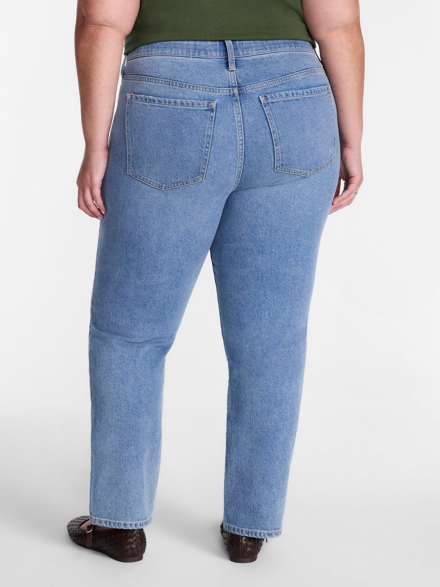 Terra & Sky Women's Plus High Rise Straight Leg Jeans, 29" Inseam, Sizes 16W-26W