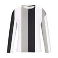 thumbnail image 3 of ShomPort T-Shirt for Mens Crewneck Long Sleeve Stripe Printed Color Block Slim Tees Blouses Trendy Outdoor Sports Tops, 3 of 5