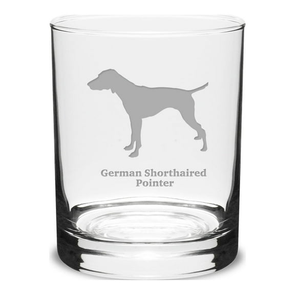 German Shorthaired Pointer Deep Etched 14 oz Classic Double Old Fashion Glass