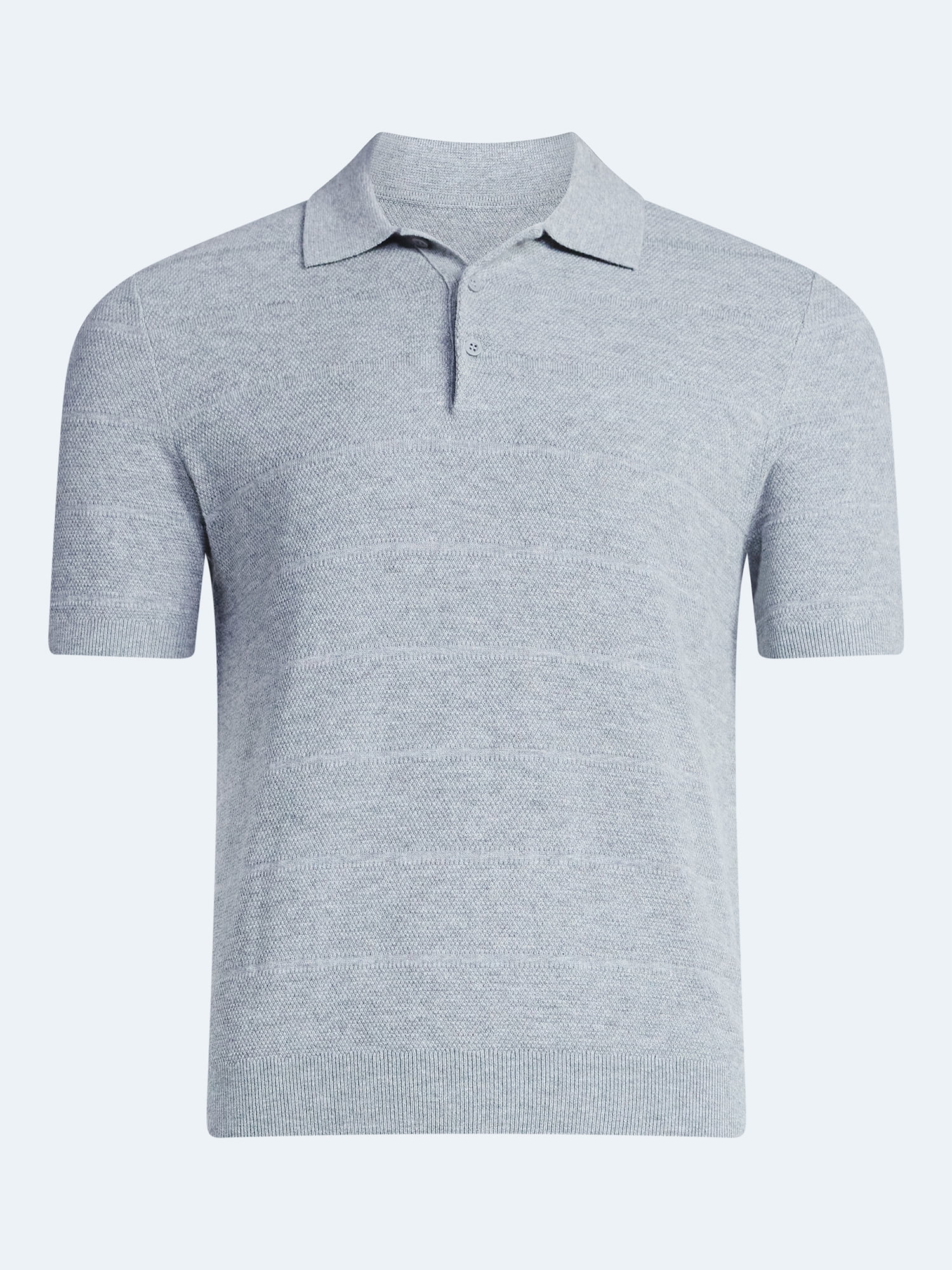 Free Assembly Men's Textured Stripe Polo Sweater with Short Sleeves, Sizes S-3XL