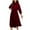 Wine, variant on AOOCHASLIY Womens Long Sleeve Dress Women's Spring and Autumn Casual Round Neck Solid Color Lace-Up Long Sleeve Large Swing Dress