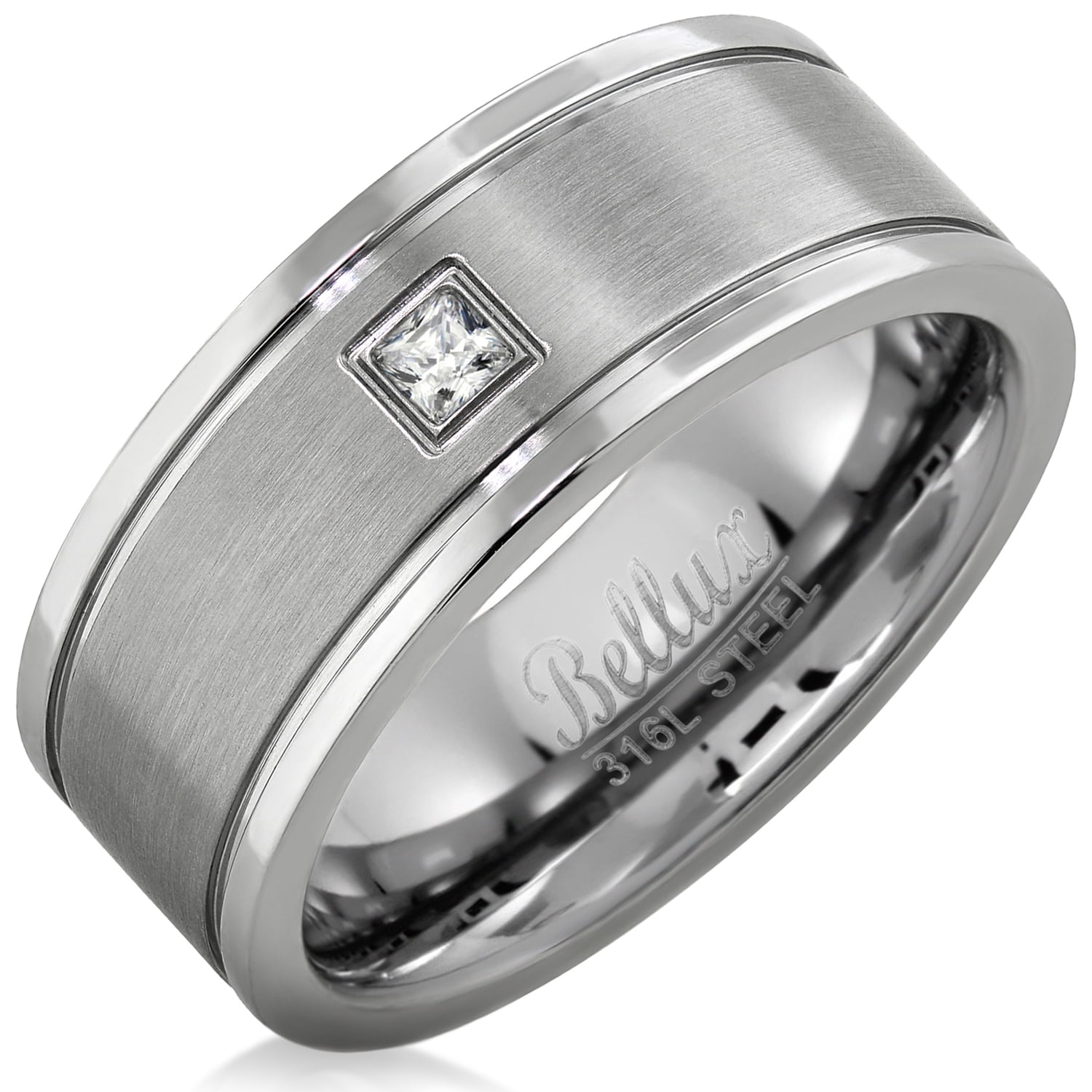 Bellux Style - Stainless Steel Mens Wedding Rings CZ Wedding Bands for Stainless Steel Wedding Rings For Him