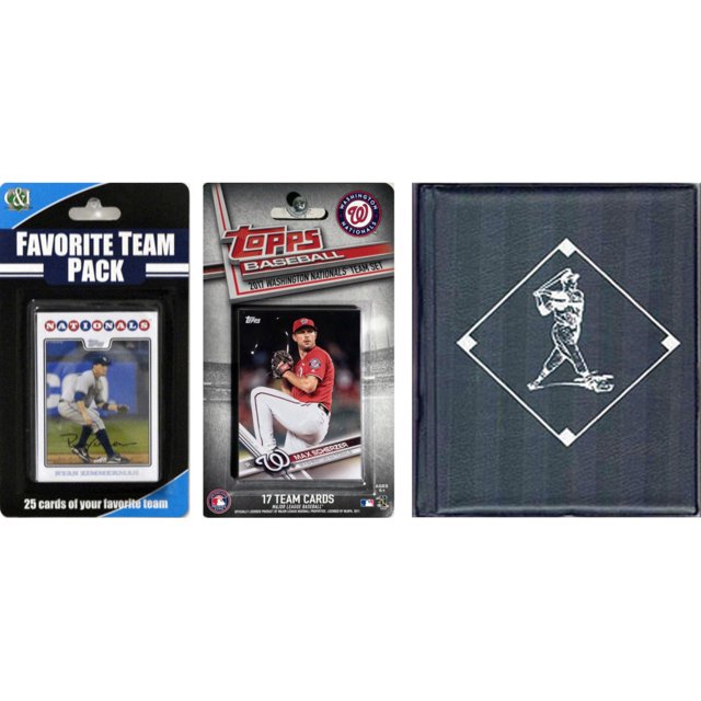 MLB Washington Nationals Licensed 2017 Topps Team Set and Favorite Player Trading Cards Plus Storage Album