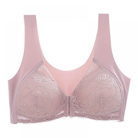 

Women Front Buckle Without Steel Ring Bra Seamless Underwear Lace Bra U-shaped Beautiful Back Breast Bra