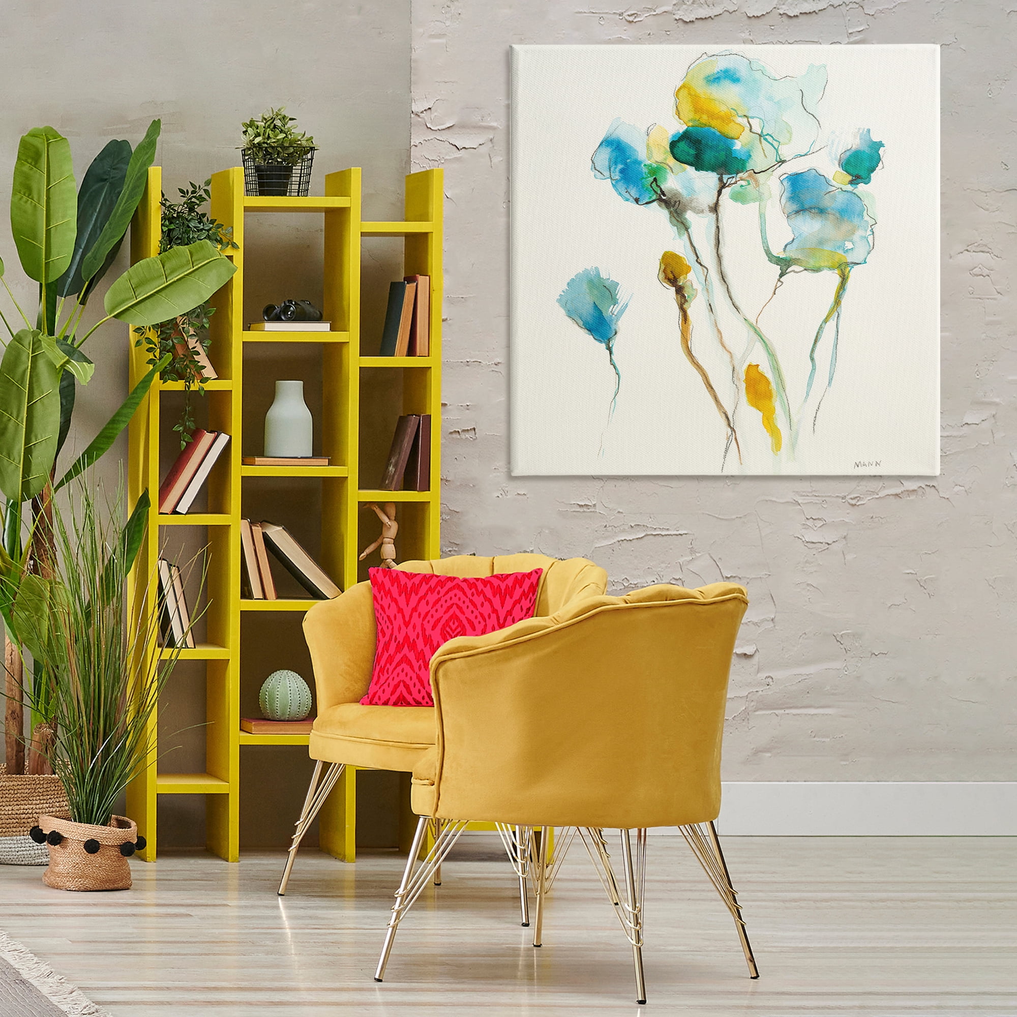 Stupell Industries Abstract Watercolor Blooms Abstract Painting Wrapped Canvas Art Print Wall Art, 36 x 36