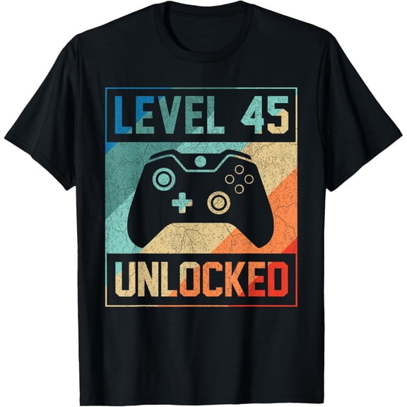 Playful Comfort Tee - Level 45 Unlocked 45th Video Gamer 45th Birthday Men Shirt T-Shirt