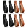 thumbnail image 1 of 8 Pcs PU Leather Wall Hooks Wall Hanging Straps Pu Leather Curtain Rod Holder Towel Holders for Wal, 1 of 5