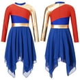 thumbnail image 6 of Aislor Kids Girls Color Block Long Sleeve Praise Dance Dress Worship Robe Dancewear Size 6-16 Royal Blue 14, 6 of 7