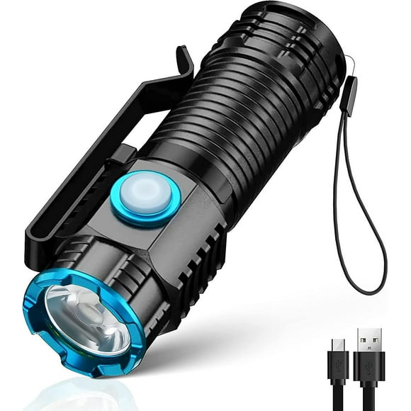USB Rechargeable Mini Pocket-Sized LED Flashlight, 1000 Lumens with Clip