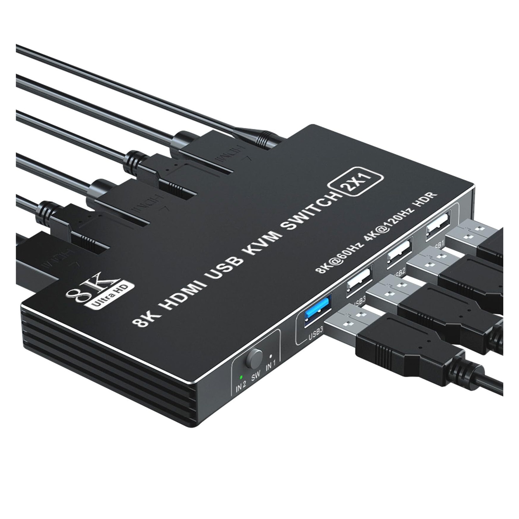 4K KVM Switch 4 In 1 Out, 2.1 KVM Switch 8K 60Hz For 2 Computers Share 1 Monitor For Series X S PS5/4 Pro