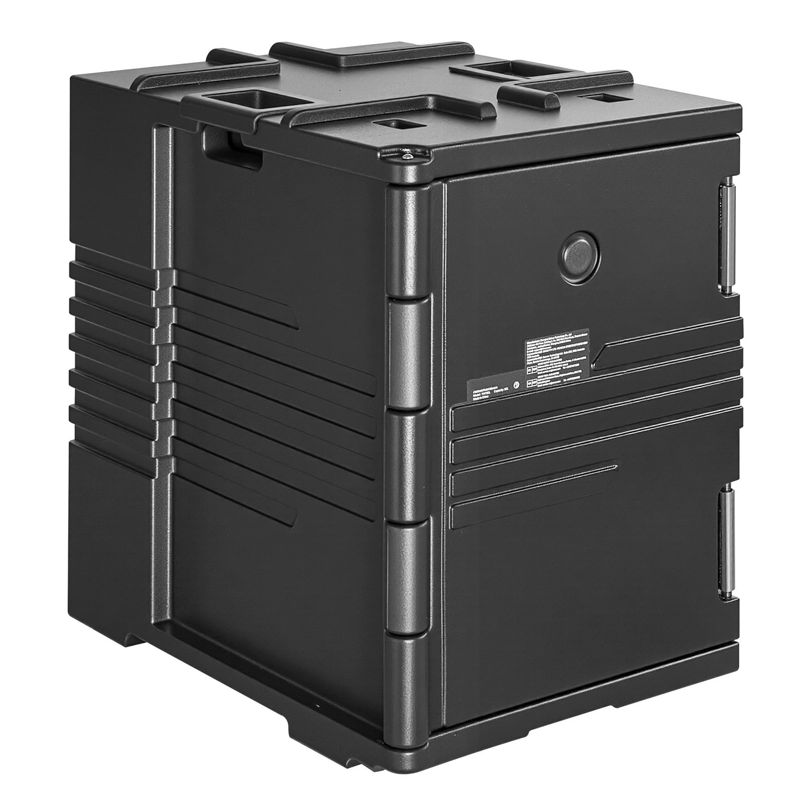 KFFKFF Insulated Food Pan Carrier, 95 Qt Non-Electrical Warmer with Wheels & Stainless Steel Latch, Durable Stackable Hot Box for Multiple Pan Sizes (Not Included), Ideal for Catering (Black)