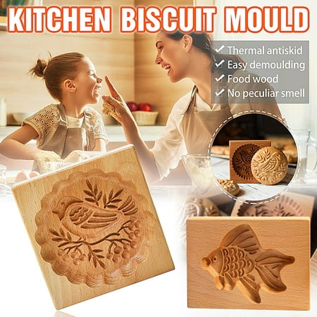 

VKEKIEO 2pc Cookie Mold Cutter Cone-Provence Rose Cookie Wooden Gingerbread Shortbread