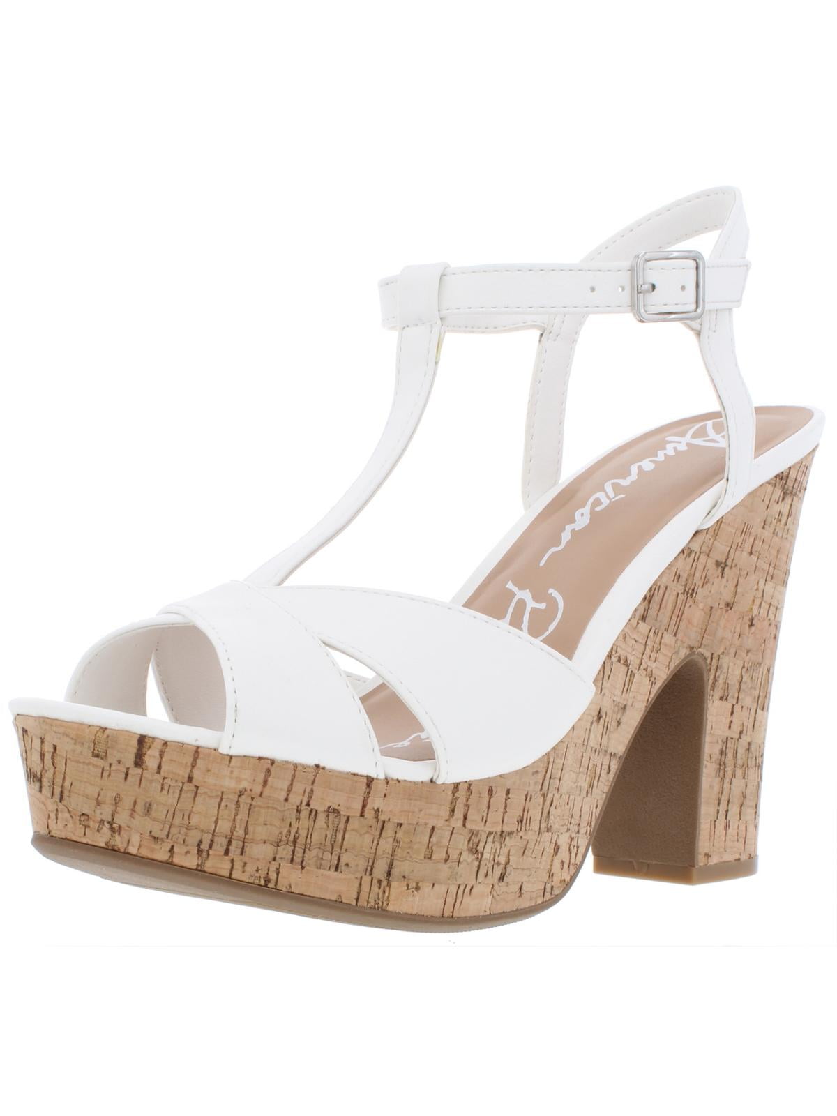 American Rag Womens Jamie Faux Leather Platform Sandals White 7.5