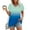 Light Blue(New), variant on PNTUTB Women's Printed Stylish Casual Wear V Neck Short-sleeved T-shirt Loose Short Sleeve
