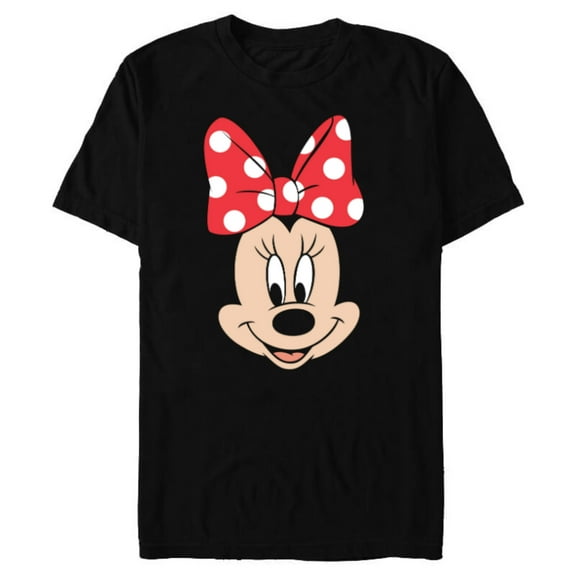 Disney Minnie Mouse Polka Dot Bow Big Face - Short Sleeve Blended T-Shirt for Adults - Customized-Black