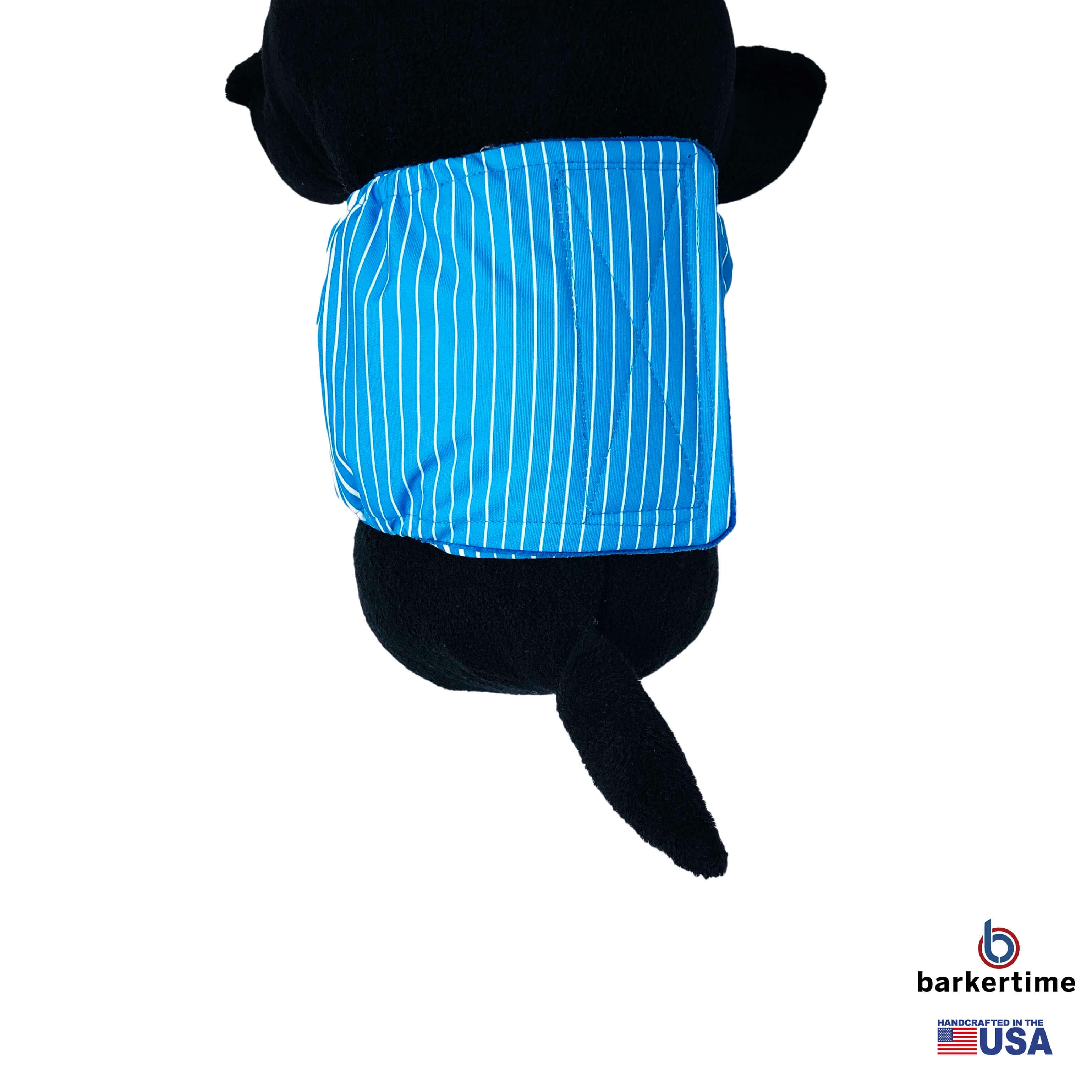 Barkertime Blue Stripes Premium Waterproof Washable Dog Belly Band Male Wrap - Made in USA