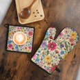 thumbnail image 5 of Pioneer Flower Kitchen Oven Mitt and Pot Holder Sets 2 Pcs for Baking, Cooking and Grilling, Heat Resistant Up To 392 °F, 5 of 7