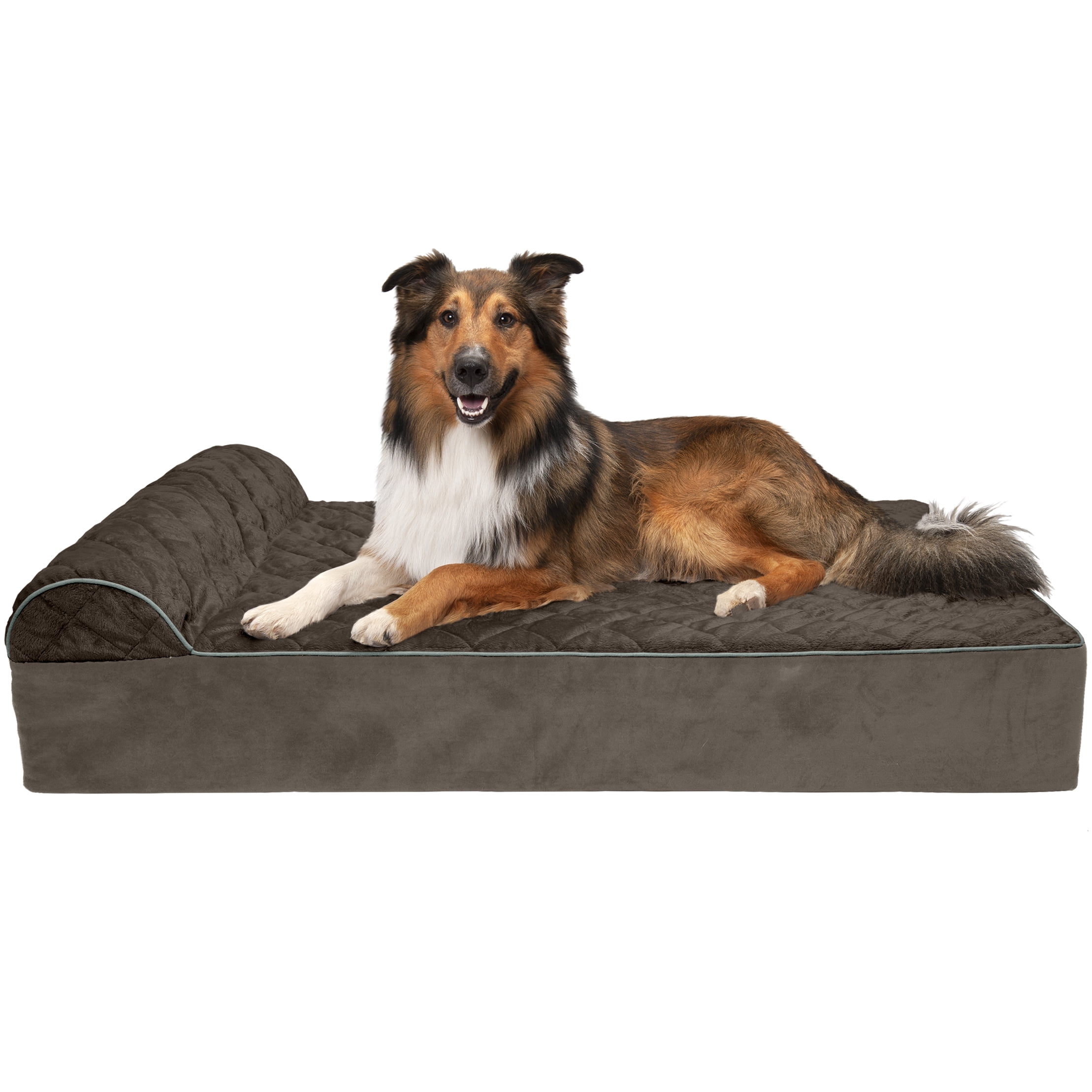 FurHaven Pet Dog Bed Orthopedic Goliath Quilted Faux Fur & Velvet
