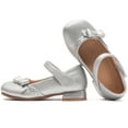 thumbnail image 6 of DADAWEN Girls Dress Shoes Mary Jane Low Heel Shoes for Toddlers Perfect for Weddings Parties and School Silver Size 1, 6 of 6
