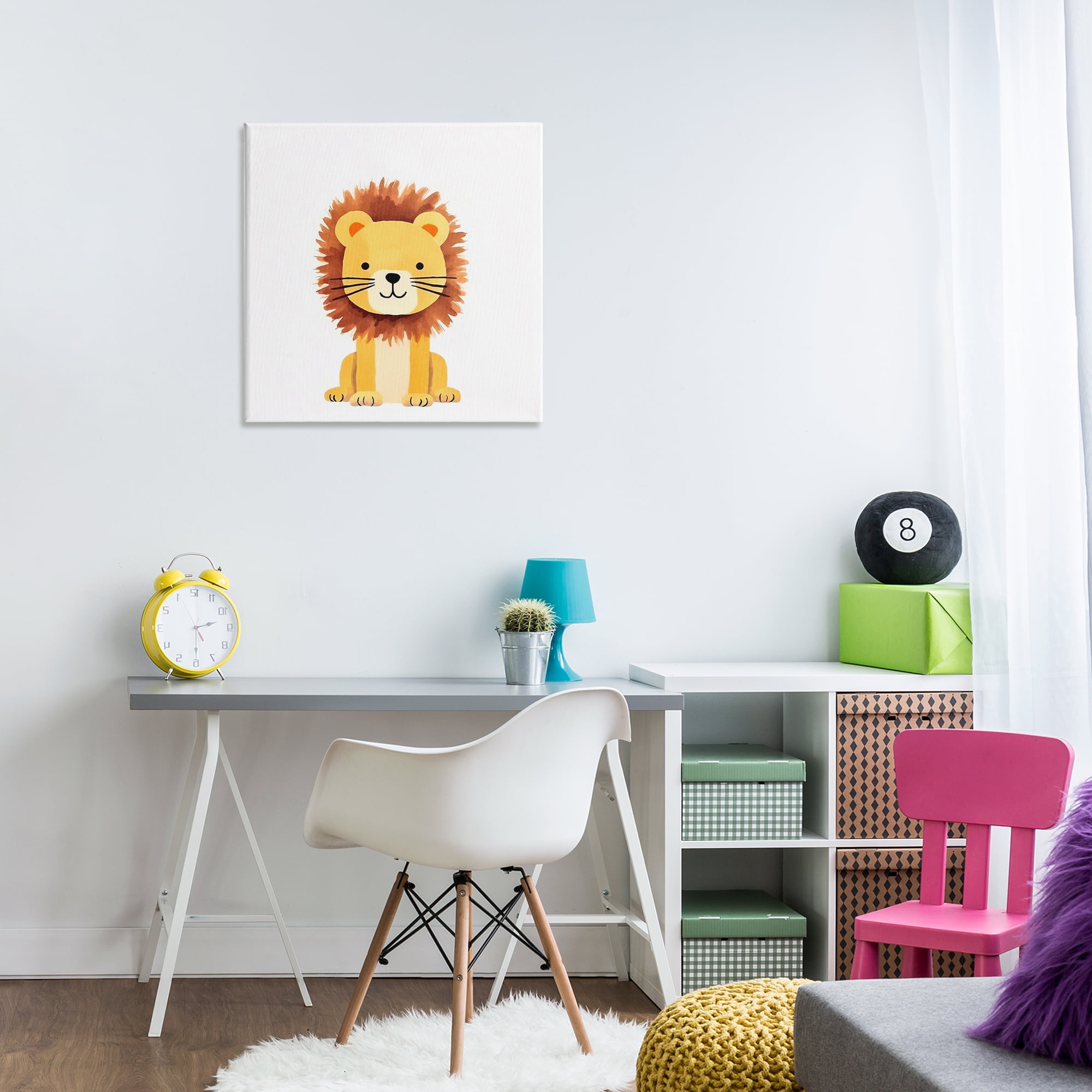 Stupell Industries Sitting Baby Lion Cub Animals Painting Wrapped Canvas Art Print Wall Art, 24 x 24