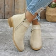 thumbnail image 5 of Bnwani Boots for Women Fall Winter Fashion Mid-Heel Thick Chunky Mid-Calf Versatile Casual Boot Beige Size 6, 5 of 7