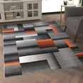 thumbnail image 3 of Emma + Oliver 5x7 Modern Cubist Olefin Accent Rug in Gradient Shades of Black, Gray and Orange with Natural Jute Backing, 3 of 7