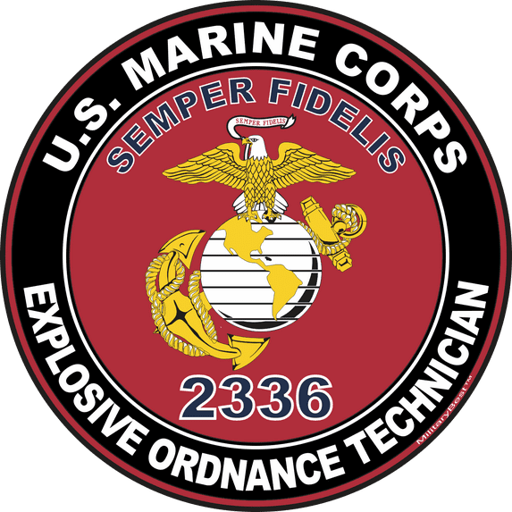 U.S.M.C. MOS 2336 Explosive Ordnance Technician Decal 5.5" - Red