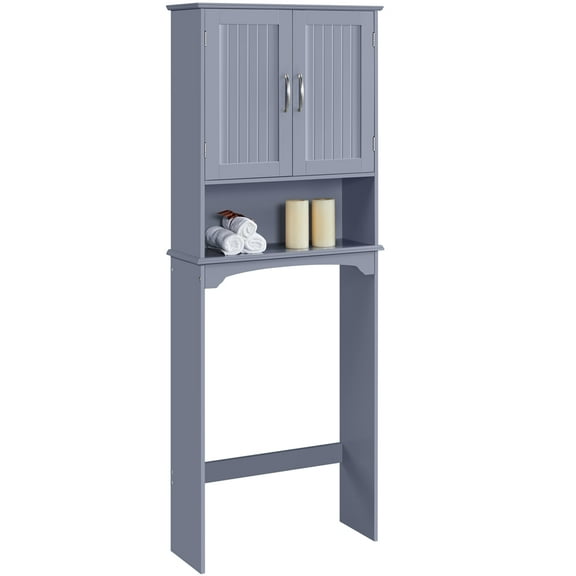 Easyfashion Free Standing 9"W x 24.5"D x 66"H 3-Shelf Bath Shelves, Gray