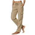 thumbnail image 3 of Women Quick Dry Cargo Pants Sevevn Elastic Drawstring Waist Straight Leg Outdoor Trousers With Multi Cargo Pockets, Rich Solid Color Selections For Hiking Travel Activities, 3 of 7