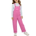 thumbnail image 5 of Coerni Girls' Vintage Jumpsuit Teens Baggy Wide Leg Jeans Overall Shorts with Pockets Kids Solid Retro Washed Strap Jumpsuits Pants, 5 of 7
