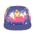 thumbnail image 2 of Daiia Dog Washes in a Pink Bath print Flat Bill Hats Flat Brim Trucker Cap Baseball Cap Adjustable Classic Low Profile Hat Unconstructed Plain Cap, 2 of 9
