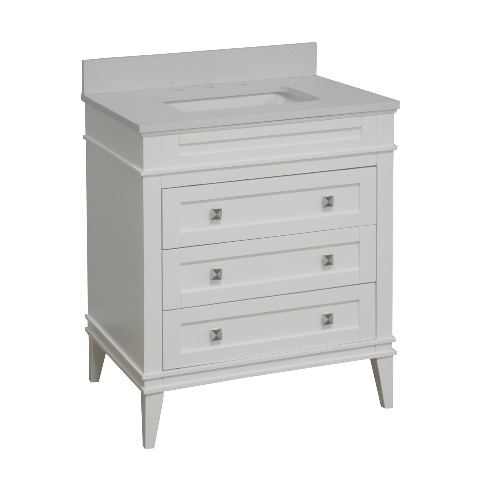 Eleanor 30" Bathroom Vanity with White Cabinet and Quartz Top