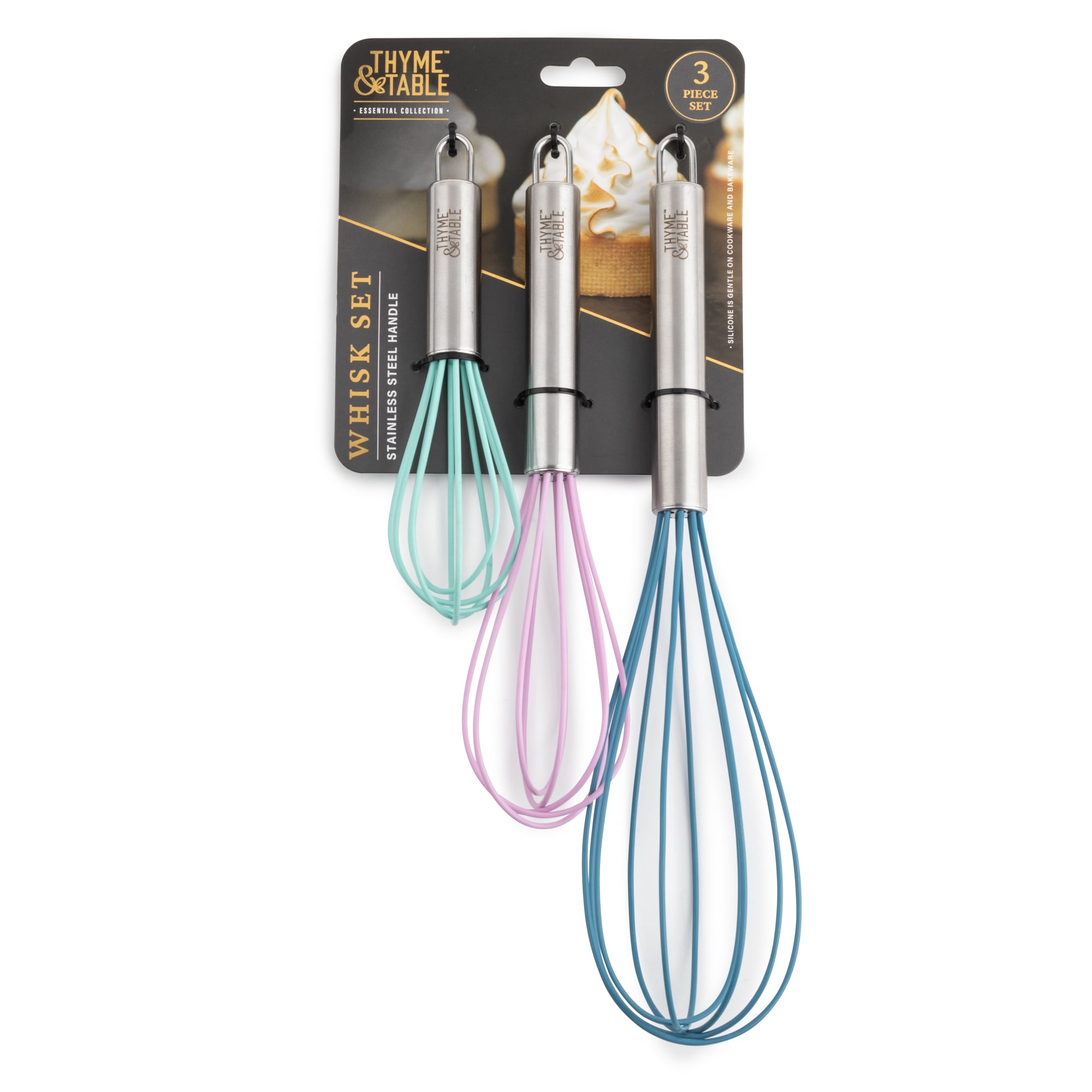 Thyme & Table Food Safe Heat Resistant Silicone Whisk, Blue 