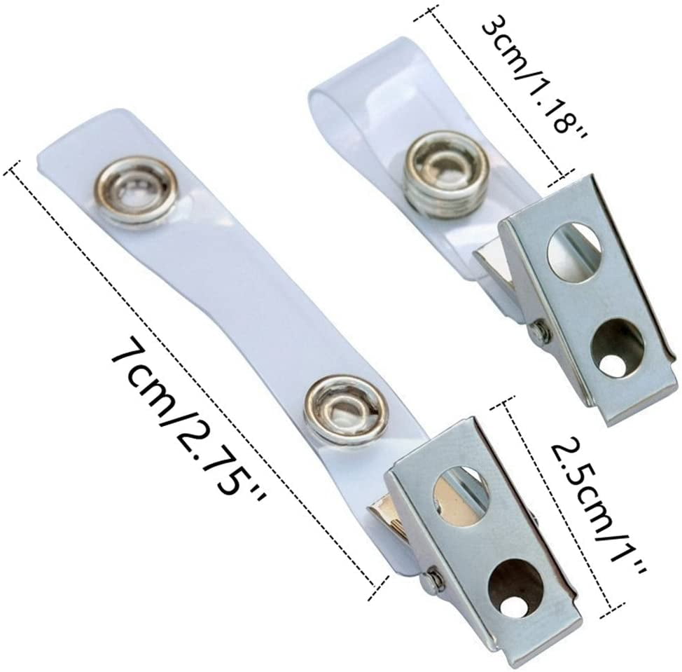 Badge Clips 30pcs Double Hole Metal Name Tags Holder with PVC Straps ...
