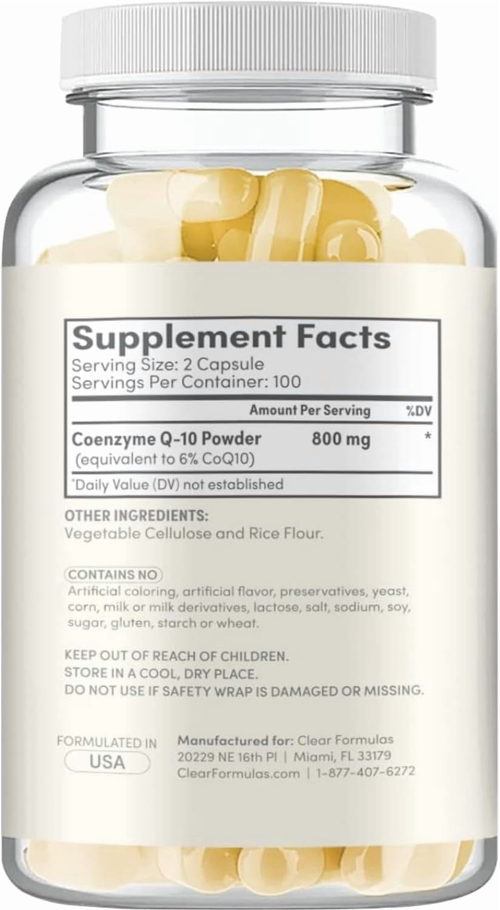 Clear Formulas Pure CoQ10 800mg Per Serving Extra Strength - 200 Veggie Capsules