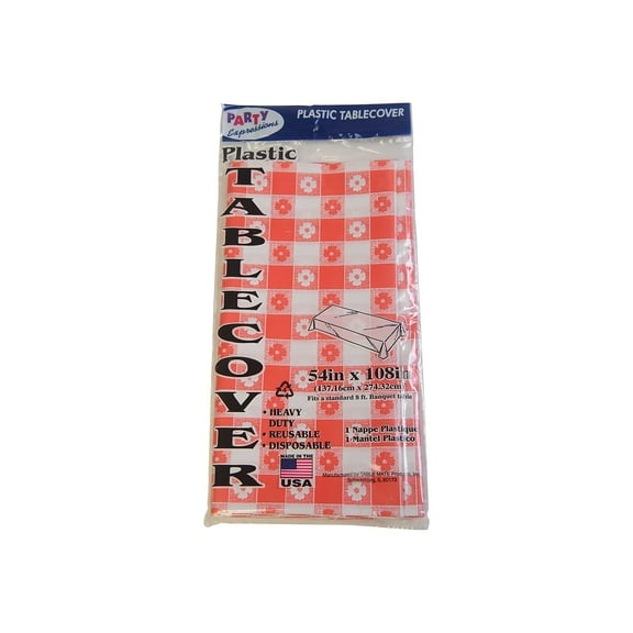 Table Mate Plaid 108L x 54W Plastic Table TBL549RDG