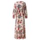 thumbnail image 5 of Vestido largo de manga 3/4 con cuello en V y estampado informal de gasa de verano para mujer a la moda Fridja  yut2896, 5 of 7