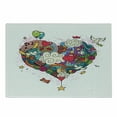 thumbnail image 1 of Love Cutting Board, Hand Drawn Love Doodle Hearts Clouds Cats and Birds Baloons Giant Heart Shape, Decorative Tempered Glass Cutting and Serving Board, Small Size, Multicolor, by Ambesonne, 1 of 1