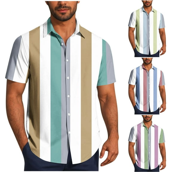 Ashirexll Mens Button up Shirts Short Sleeve, Big and Tall Shirts for Men, Casual Short Sleeve Shirts for Vacation Beach Plus Size Summer Button Up Shirts