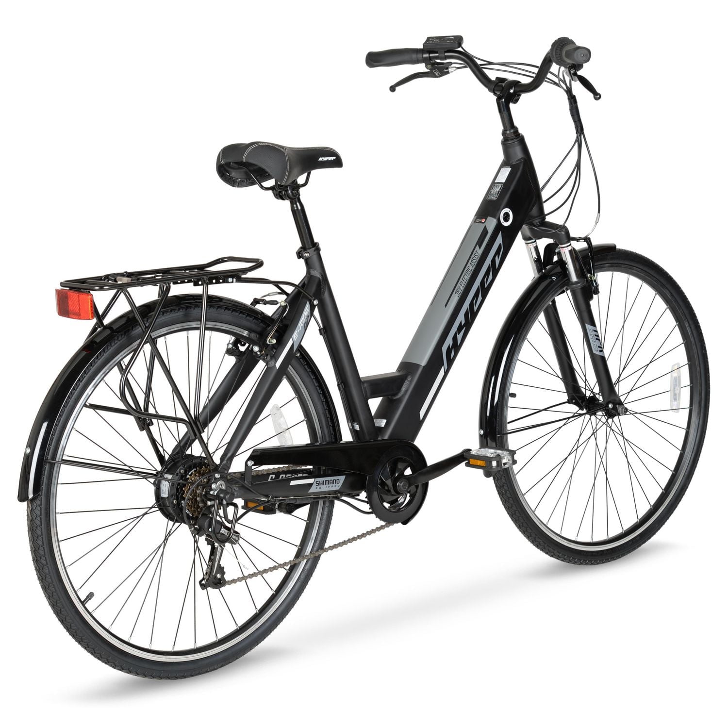 Vélo électrique de ville Hyper Bicycles E-Ride 700c 36 V pour adultes, assistance au pédalage, moteur 250 W, noir 700C Hyper 36V Electric Bike Homme Noir
