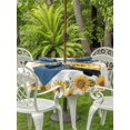 thumbnail image 3 of Outdoor Tablecloth with Umbrella Hole for Patio/Picnic/Party/Camping, Gnomes Sunflowers Waterproof Table Cloth Round Cover Washable, Country Yellow Floral Bees Daisy (Dia 60"), 3 of 8