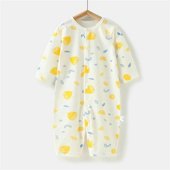 lulshou Summer Outfits Baby Romper Summer Thin Baby Fruit Lemon Print Jumpsuit Conditioned Clothes Baby Pajamas Newborn Clothes Long Sleeved Long Crawling Clothes Bodysuit on Clearance